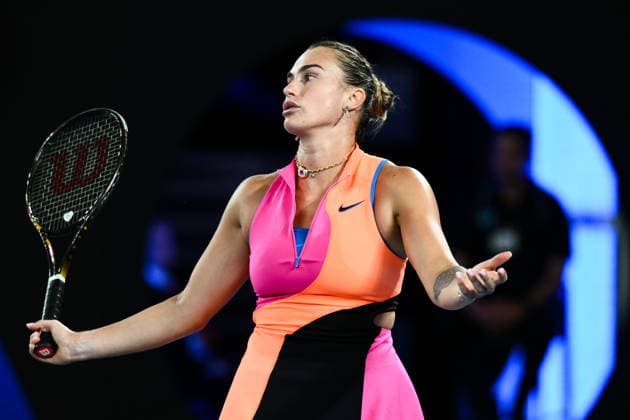 TENNIS AUSTRALIAN OPEN, Aryna Sabalenka of Belarus reacts during the women™s singles final against Elena Rybakina of Kazakhstan on day 14 of the 2026 Australian Open tennis tournament at Melbourne Park in Melbourne, Saturday, January 31, 2026. ( NO ARCHIVING MELBOURNE VICTORIA AUSTRALIA  Copyright: xJOELxCARRETTx 20260131195118644507