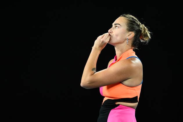 TENNIS AUSTRALIAN OPEN, Aryna Sabalenka of Belarus reacts during the women™s singles final against Elena Rybakina of Kazakhstan on day 14 of the 2026 Australian Open tennis tournament at Melbourne Park in Melbourne, Saturday, January 31, 2026. ( NO ARCHIVING MELBOURNE VICTORIA AUSTRALIA  Copyright: xJOELxCARRETTx 20260131130038623417