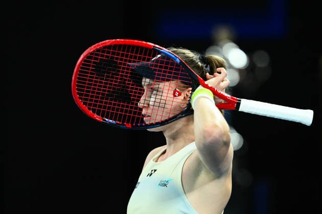 TENNIS AUSTRALIAN OPEN, Elena Rybakina of Kazakhstan reacts during the women™s singles final against Aryna Sabalenka of Belarus on day 14 of the 2026 Australian Open tennis tournament at Melbourne Park in Melbourne, Saturday, January 31, 2026. ( NO ARCHIVING MELBOURNE VICTORIA AUSTRALIA  Copyright: xJOELxCARRETTx 20260131141593720753