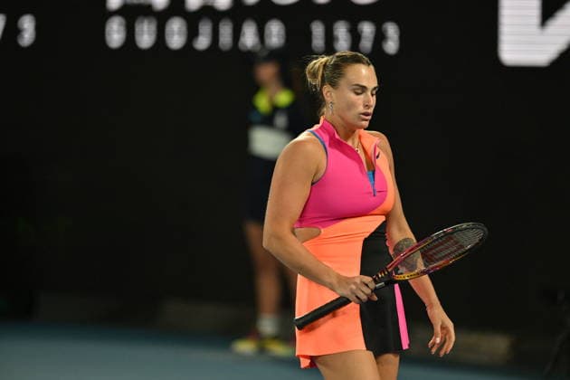 Australian Open 2026 - Women s Singles Finals MELBOURNE, AUSTRALIA - JANUARY 31: Belarus Aryna Sabalenka in action against Elena Rybakina (not seen) of Kazakhstan during the Women s Singles Final match at the Australian Open grand slam tennis tournament at Melbourne Park in Melbourne, Australia on January 31, 2026. Mark Avellino Anadolu Melbourne Australia. Editorial use only. Please get in touch for any other usage.  Copyright: x2026xAnadoluxMarkxAvellinox