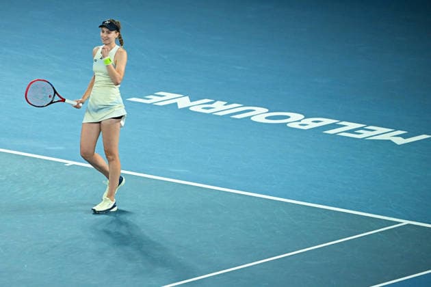 TENNIS AUSTRALIAN OPEN, Elena Rybakina of Kazakhstan celebrates after winning the women™s singles final against Aryna Sabalenka of Belarus on day 14 of the 2026 Australian Open tennis tournament at Melbourne Park in Melbourne, Saturday, January 31, 2026. ( NO ARCHIVING MELBOURNE VICTORIA AUSTRALIA  Copyright: xJAMESxROSSx 20260131150340551830
