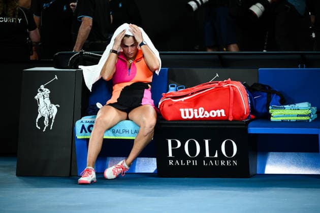 TENNIS AUSTRALIAN OPEN, Aryna Sabalenka of Belarus reacts after loosing the women™s singles final against Elena Rybakina of Kazakhstan on day 14 of the 2026 Australian Open tennis tournament at Melbourne Park in Melbourne, Saturday, January 31, 2026. ( NO ARCHIVING MELBOURNE VICTORIA AUSTRALIA  Copyright: xJOELxCARRETTx 20260131150031483038