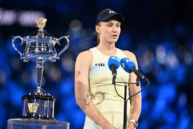 Elena Rybakina defeats Sabalenka to win 2026 Australian Open title MELBOURNE, AUSTRALIA - JANUARY 31: Elena Rybakina of Kazakhstan with her trophy after defeating Aryna Sabalenka 2-1 in the Women s Singles Final at the Australian Open grand slam tennis tournament at Melbourne Park in Melbourne, Australia on January 31, 2026. Mark Avellino Anadolu Melbourne Australia. Editorial use only. Please get in touch for any other usage.  Copyright: x2026xAnadoluxMarkxAvellinox