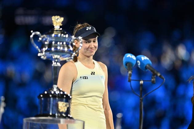 Elena Rybakina defeats Sabalenka to win 2026 Australian Open title MELBOURNE, AUSTRALIA - JANUARY 31: Elena Rybakina of Kazakhstan with her trophy after defeating Aryna Sabalenka 2-1 in the Women s Singles Final at the Australian Open grand slam tennis tournament at Melbourne Park in Melbourne, Australia on January 31, 2026. Mark Avellino Anadolu Melbourne Australia. Editorial use only. Please get in touch for any other usage.  Copyright: x2026xAnadoluxMarkxAvellinox