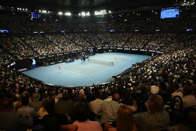 (260131) -- MELBOURNE, Jan. 31, 2026 -- This photo taken on Jan. 31, 2026 shows the women s singles final between Elena Rybakina of Kazakhstan and Aryna Sabalenka of Belarus at the Australian Open tennis tournament in Melbourne, Australia. (Photo by Xinhua) (SP)AUSTRALIA-MELBOURNE-TENNIS-AUSTRALIAN OPEN-WOMEN S SINGLES-FINAL WangxShen 