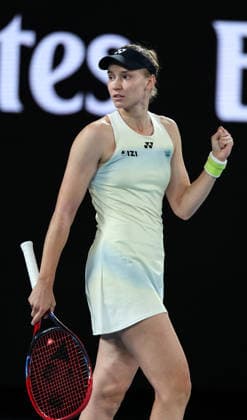 (260131) -- MELBOURNE, Jan. 31, 2026 -- Elena Rybakina reacts during the women s singles final between Elena Rybakina of Kazakhstan and Aryna Sabalenka of Belarus at the Australian Open tennis tournament in Melbourne, Australia, Jan. 31, 2026. ) (SP)AUSTRALIA-MELBOURNE-TENNIS-AUSTRALIAN OPEN-WOMEN S SINGLES-FINAL MaxPing 