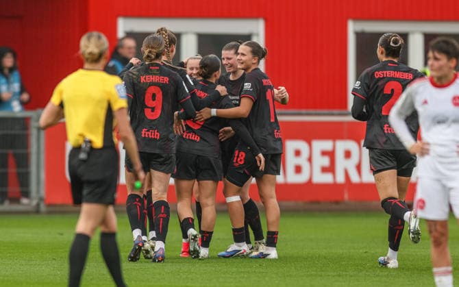 GER, Leverkusen, Bayer Leverkusen vs 1 FC Nürnberg, Google Pixel Womens Bundesliga, Football, DFB, Season 2025 2026, Ulrich Haberland Stadium, 16 Matchday in picture Vanessa Fudalla Bayer Leverkusen Women 21 scores the goal to 1 0, in goal, cheers and joy, emotions DFB DFL REGULATIONS PROHIBIT ANY USE OF PHOTOGRAPHS AS IMAGE SEQUENCES AND OR QUASI VIDEO, 31 01 2026 Copyright: HMBxMedia HendrikxHamelau