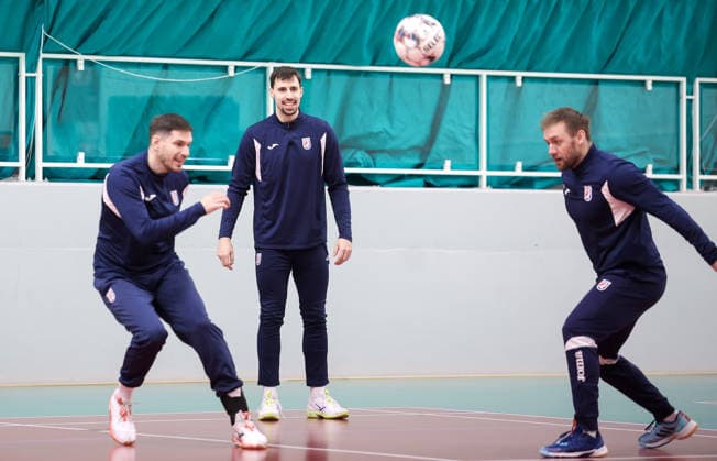 Croatia training: Men s EHF EURO Marin Jelinic, Ivan Martinovic and Luka Cindric of Croatia during training session at Sportscenter on January 31, 2026. in Herning, Denmark.  SanjinxStrukic PIXSELL