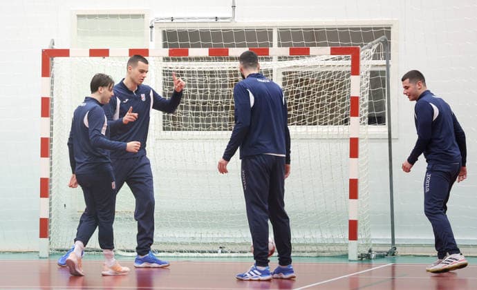 Croatia training: Men s EHF EURO Filip Glavas, Mateo Maras and Diano Neris Cesko of Croatia during training session at Sportscenter on January 31, 2026. in Herning, Denmark.  SanjinxStrukic PIXSELL
