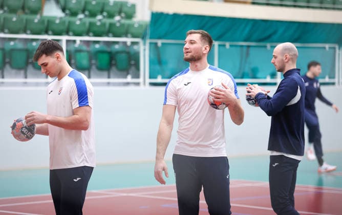 Croatia training: Men s EHF EURO Josip Simic and Tin Lucin of Croatia during training session at Sportscenter on January 31, 2026. in Herning, Denmark.  SanjinxStrukic PIXSELL