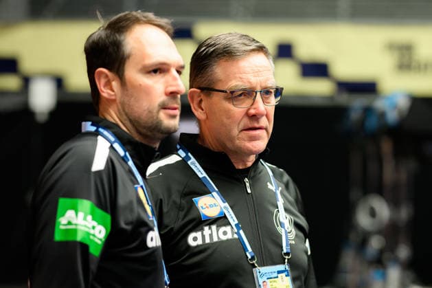 Herning Handball EM 2026 Media Day Germany Team Manager Benjamin Chatton Germany , Coach Alfred Gislason Germany Herning Jyske Bank Boxen Denmark