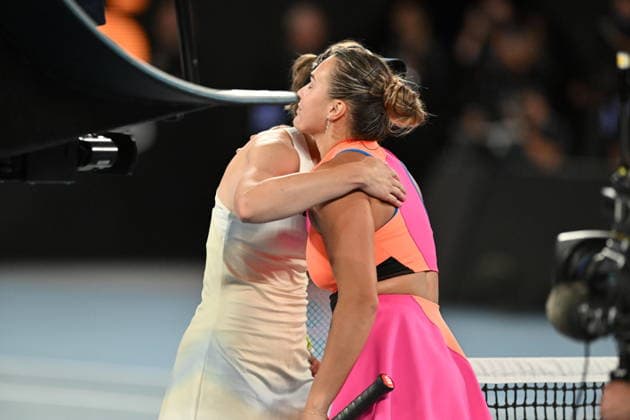 Elena Rybakina defeats Sabalenka to win 2026 Australian Open title MELBOURNE, AUSTRALIA - JANUARY 31: Elena Rybakina of Kazakhstan and Belarus Aryna Sabalenka greet each other at the end of he Women s Singles Final at the Australian Open grand slam tennis tournament at Melbourne Park in Melbourne, Australia on January 31, 2026. Mark Avellino Anadolu Melbourne Australia. Editorial use only. Please get in touch for any other usage.  Copyright: x2026xAnadoluxMarkxAvellinox