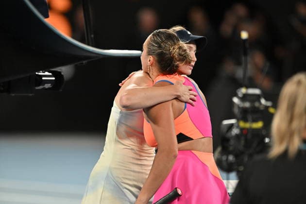 Elena Rybakina defeats Sabalenka to win 2026 Australian Open title MELBOURNE, AUSTRALIA - JANUARY 31: Elena Rybakina of Kazakhstan and Belarus Aryna Sabalenka greet each other at the end of he Women s Singles Final at the Australian Open grand slam tennis tournament at Melbourne Park in Melbourne, Australia on January 31, 2026. Mark Avellino Anadolu Melbourne Australia. Editorial use only. Please get in touch for any other usage.  Copyright: x2026xAnadoluxMarkxAvellinox
