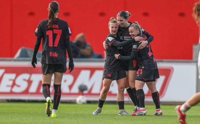 GER, Leverkusen, Bayer Leverkusen vs 1 FC Nürnberg, Google Pixel Womens Bundesliga, Football, DFB, Season 2025 2026, Ulrich Haberland Stadium, 16 Matchday in Picture Goal, Cheers and Joy, Emotions, Own Goal, Vanessa Fudalla Bayer Leverkusen Women 21 , 2 0 DFB DFL REGULATIONS PROHIBIT ANY USE OF PHOTOGRAPHS AS IMAGE SEQUENCES AND OR QUASI VIDEO, 31 01 2026 Copyright: HMBxMedia HendrikxHamelau