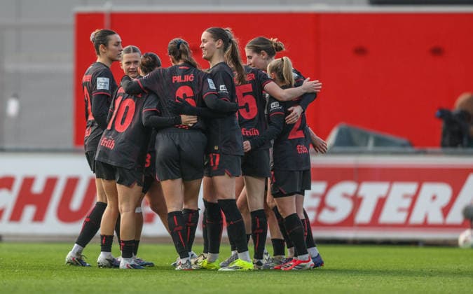GER, Leverkusen, Bayer Leverkusen vs 1 FC Nürnberg, Google Pixel Womens Bundesliga, Football, DFB, Season 2025 2026, Ulrich Haberland Stadium, 16 Matchday in Picture Goal, Cheers and Joy, Emotions, Own Goal, Vanessa Fudalla Bayer Leverkusen Women 21 , 2 0 DFB DFL REGULATIONS PROHIBIT ANY USE OF PHOTOGRAPHS AS IMAGE SEQUENCES AND OR QUASI VIDEO, 31 01 2026 Copyright: HMBxMedia HendrikxHamelau