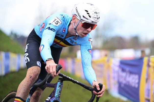 Belgian Aaron Dockx pictured in action during the U23 men race at the UCI Cyclocross World Championships, on Saturday 31 January 2026, in Hulst, The Netherlands. DAVIDxPINTENS  x160026896x