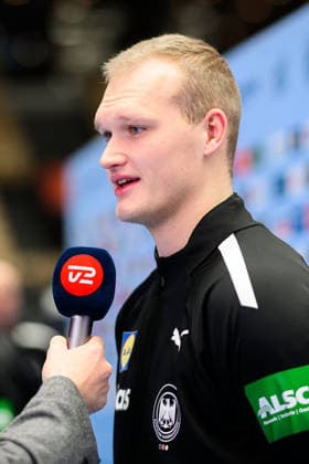 Herning Handball EM 2026 Media Day Germany Goalkeeper David Späth David Spaeth Germany on TV2 Interview Herning Jyske Bank Boxing Denmark