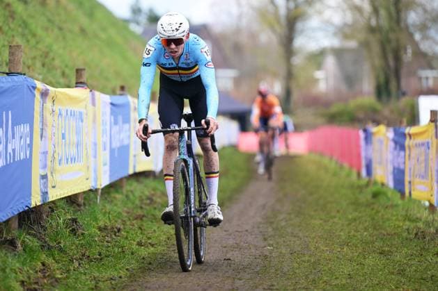Belgian Aaron Dockx pictured in action during the U23 men race at the UCI Cyclocross World Championships, on Saturday 31 January 2026, in Hulst, The Netherlands. DAVIDxPINTENS  x160027935x