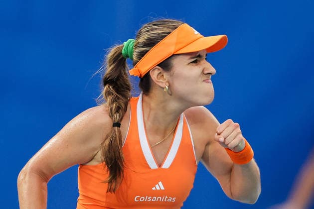 (260131) -- MANILA, Jan. 31, 2026 -- Camila Osorio of Colombia reacts during the women s singles final match between Camila Osorio of Colombia and Donna Vekic of Croatia at the WTA, Tennis Damen Philippine Women s Open in Manila, the Philippines, Jan. 31, 2026. ) (SP)PHILIPPINES-MANILA-TENNIS-WTA PHILIPPINE WOMEN S OPEN ROUELLExUMALI 