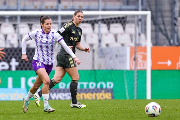 260131 SGS ESSEN VS FC UNION BERLIN Shari van Belle (14) of SGS Essen pictured during a female soccer game between SGS Essen and FC Union Berlin on the 16 th matchday of the 2025-2026 season of the Google Pixel Frauen Bundesliga , on Saturday 31 January 2026 in Essen , Germany . PHOTO SPORTPIX Sevil Oktem Essen Stadion an der Hafenstraße Germany  Copyright: xSportpix.bex xSevilxOktemxSevilxOktemx