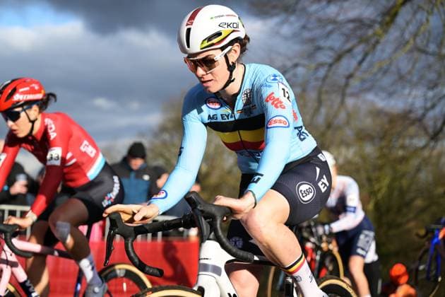 Belgian Marion Norbert Riberolle pictured in action during the elite women race at the UCI Cyclocross World Championships, on Saturday 31 January 2026, in Hulst, The Netherlands. DAVIDxPINTENS  x160043407x