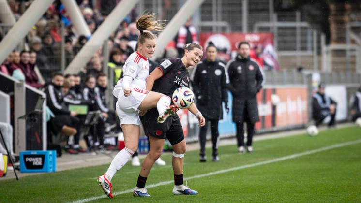 Womens Soccer Bundesliga Bayer 04 Leverkusen 1 FC Nürnberg, 31 01 2026 Luisa Guttenberger 1 FC Nürnberg, 4 and Katharina Piljic Bayer 04 Leverkusen, 6 during the duel Bayer 04 Leverkusen 1 FC Nürnberg on matchday 16 of the Google Pixel Womens Bundesliga on 31 01 2026 at Ulrich Haberland Stadion in Leverkusen Nordrhein Westfalen DFL REGULATIONS PROHIBIT ANY USE OF PHOTOGRAPHS AS IMAGE SEQUENCES AND OR QUASI VIDEO Copyright: xBEAUTIFULxSPORTS AxelxKohringx