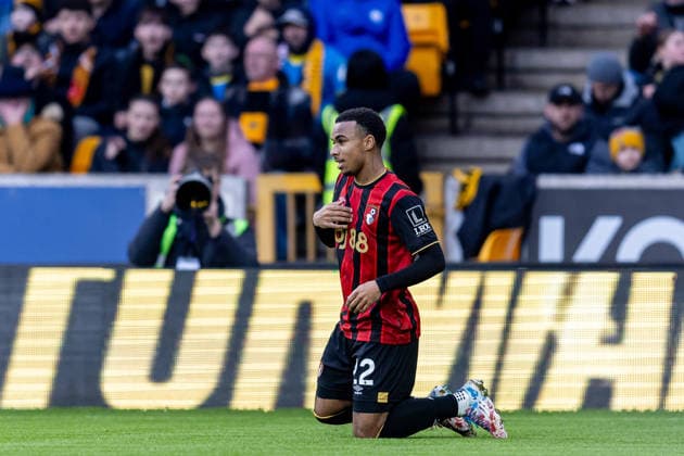 Wolverhampton Wanderers v Bournemouth, Premier League GOAL scores 1-0 Bournemouth forward Eli Junior Kroupi (22) scores and celebrates during the Premier League match between Wolverhampton Wanderers and Bournemouth at Molineux, Wolverhampton, UK on 31 January 2026. Wolverhampton Molineux West Midlands UK Editorial use only DataCo restrictions apply See www.football-dataco.com , Copyright: xManjitxNarotrax PSI-23661-0006