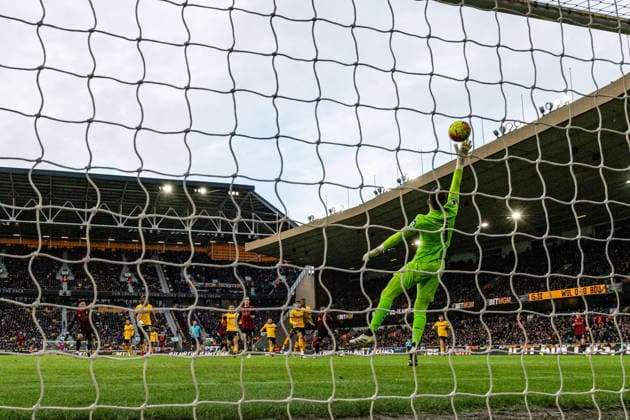 31st January 2026; Molineux Stadium, Wolverhampton, West Midlands, England; Premier League Football, Wolverhampton Wanderers versus Bournemouth; Eli Junior Kroupi of AFC Bournemouth scores in the 33rd minute to make the score 0-1  GodfreyxPitt Content restricted for UK based newspaper