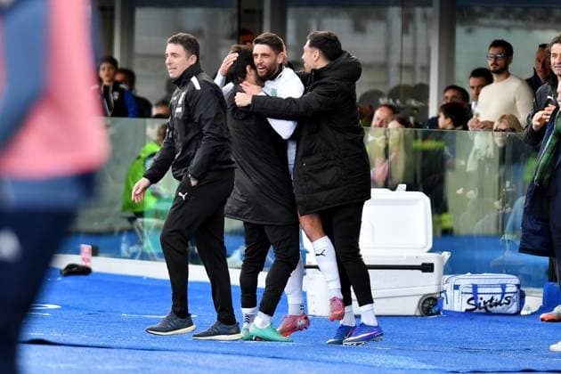Domenico Berardi (Sassuolo) celebrates during Pisa SC vs US Sassuolo, Italian soccer Serie A match in Pisa, Italy, January 31 2026  Copyright: xGabrielexMasotti IPAxSportx xipa-agency.netx xx IPA_70797685 IPA_Agency_IPA70797685
