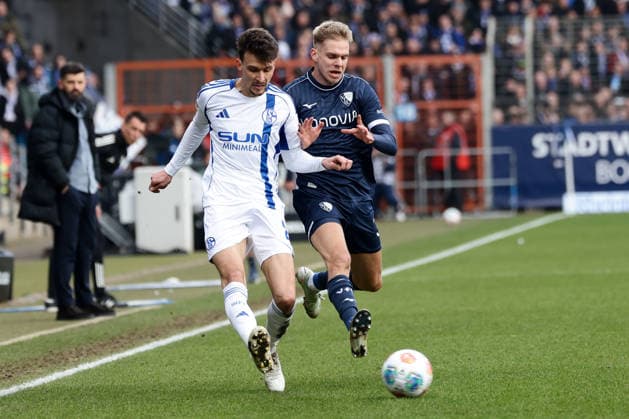 Bochum, Germany, 31 01 26, Dejan Ljubicic FC Schalke 04 and Leandro Morgalla VfL Bochum during the Bundesliga 2 match between VfL 1848 Bochum FC Schalke 04 at the Vonovia Ruhrstadion in Bochum Photo by Joachim Bywaletz DFB DFL REGULATIONS PROHIBIT ANY USE OF PHOTOGRAPHS AS IMAGE SEQUENCES AND OR QUASI VIDEO Copyright: JoachimxBywaletz xJB-Sportfoto