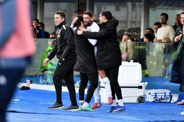 CALCIO - Serie A - Pisa SC vs US Sassuolo Domenico Berardi (Sassuolo) celebrates during Pisa SC vs US Sassuolo, Italian soccer Serie A match in Pisa, Italy, January 31 2026 Pisa Italy  Copyright: xIPAxSport ABACAx