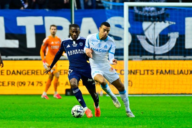 FOOTBALL : Paris FC vs Marseille - Ligue 1 - 31 01 2026 Alimami GORY ( 7 - PFC ) and Mason Greenwood ( 10 - Olympique Marseille ) during the Ligue 1 match between Paris FC and Olympique de Marseille at Stade Jean Bouin on January 31, 2026 in Paris, France. ( Photo by Federico Pestellini PsnewZ ) - ParisFrance  Copyright: xFedericoxPestellinix