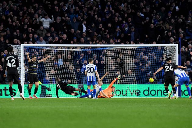 Brighton and Hove Albion v Everton, Premier League GOAL 1-1 scored by Beto Forward of Everton FC during the Premier League match between Brighton and Hove Albion and Everton at the American Express Stadium, Brighton and Hove, UK on 31 January 2026. Brighton and Hove American Express Stadium East Sussex UK Editorial use only DataCo restrictions apply See www.football-dataco.com , Copyright: xJeffxMoodx PSI-23658-0058