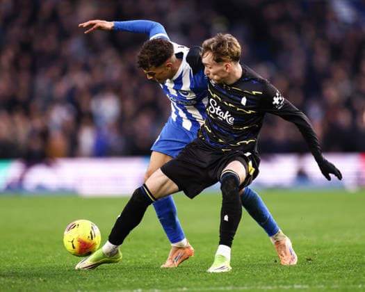Brighton and Hove Albion v Everton 31 Januar 2026, Brighton Premier League Fußball Brighton and Hove Albion v Everton Yasin Ayari von Brighton Hove Albion und James Garner von Everton Foto Jacques Feeney Abseits Brighton UK  Copyright: xJacquesxFeeneyx xOffsidexOffside