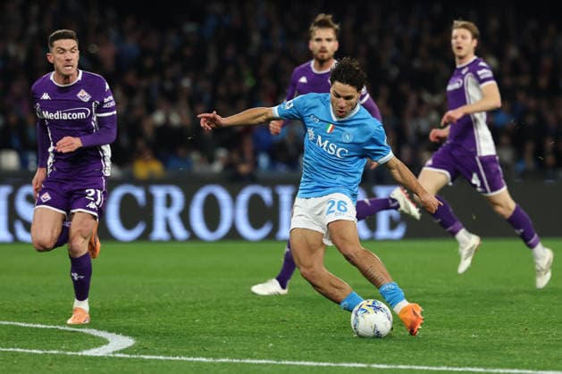 Antonio Vergara of SSC Napoli scores the goal of 1-0 during the Serie A 2025 2026 football match between SSC Napoli and ACF Fiorentina at Diego Armando Maradona stadium in Naples (Italy), January 31st, 2026. CesarexPurini