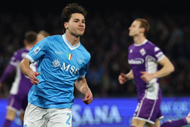 Antonio Vergara of SSC Napoli celebrates after scoring the goal of 1-0 during the Serie A 2025 2026 football match between SSC Napoli and ACF Fiorentina at Diego Armando Maradona stadium in Naples (Italy), January 31st, 2026. CesarexPurini