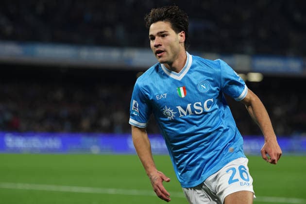 Antonio Vergara of SSC Napoli celebrates after scoring the goal of 1-0 during the Serie A 2025 2026 football match between SSC Napoli and ACF Fiorentina at Diego Armando Maradona stadium in Naples (Italy), January 31st, 2026. CesarexPurini