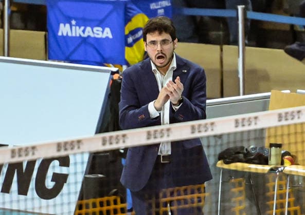 31 01 2026, xlakx, Volleyball 1 Bundesliga Men, BR Volleys FT 1844 Freiburg v l Alexandre Leal BR Volleys Coach Jubel Berlin Daniel Lakomski