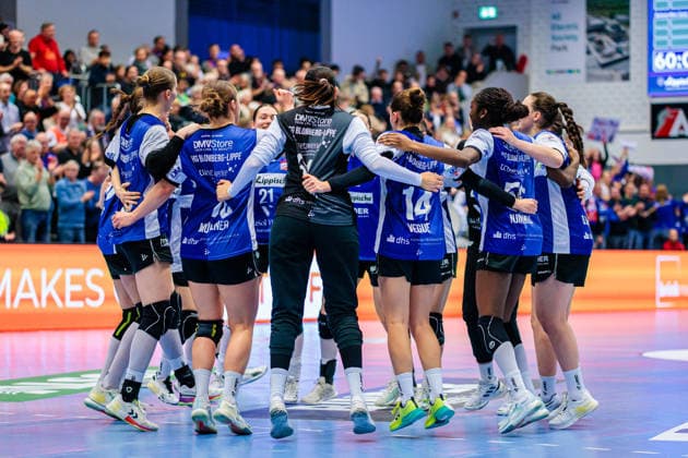 The team of HSG Blomberg Lippe cheers after 32 28 victory GER, HSG Blomberg Lippe vs BSV Sachsen Zwickau, Handball, 1 Bundesliga Women, Matchday 15, 31 01 2026 GER, HSG Blomberg Lippe vs BSV Sachsen Zwickau, Handball, 1 Bundesliga Women, Matchday 15, 31 01 2026 Blomberg Copyright: xEibner-Pressefoto JanxRollingerx EP_JSK