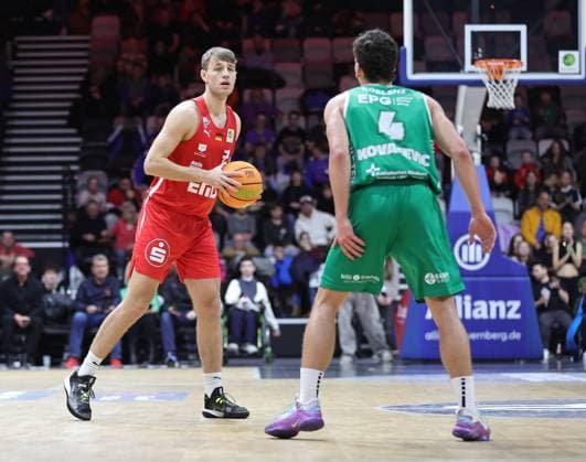 31 01 2026 Basketball Season 2025 2026 2 Bundesliga Pro A 20 Matchday Nuremberg Falcons Basketball Club NBC EPG Baskets Koblenz Sportfoto Zink DaMa xdaxmax Christian Feneberg 7, Nuremberg Falcons BC NBC Aleksa Kovacevic 4, EPG Guardians Koblenz