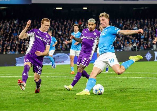 Serie A football match - Napoli vs. Fiorentina 2025 26 Rasmus Hoyland of SSC Napoli During the football match on January 31, 2026, valid for the Italian Serie A - 2025 26 championship in Naples at the Diego Armando Maradona Stadium between SSC Napoli and AC Fiorentina. Pictured: NAPOLI stadio Diego Armando Maradona CAMPANIA ITALIA Copyright: xFABIOxSASSOxFabioxSassox Napoli Fiorentina2026_01_31Fabio Sasso6489