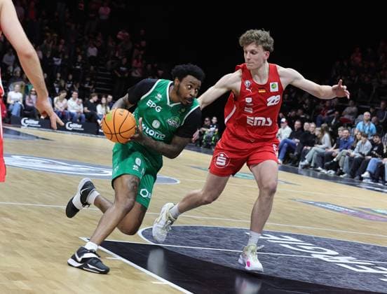 31 01 2026 Basketball Season 2025 2026 2 Bundesliga Pro A 20 Matchday Nuremberg Falcons Basketball Club NBC EPG Baskets Koblenz Sportfoto Zink DaMa xdaxmax Decorian Jeffries 0, EPG Guardians Koblenz Tom Stoiber 28, Nuremberg Falcons BC NBC