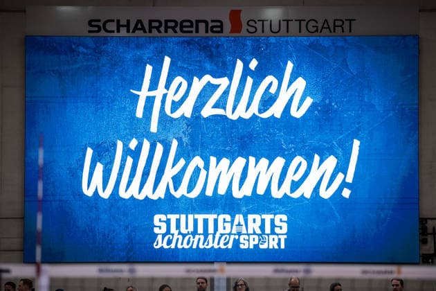 Scoreboard in the SCHARRena Welcome to Stuttgarts most beautiful sport GER, Allianz MTV Stuttgart Schwarz Weiss Erfurt, Volleyball Bundesliga, VBL, season 2025 2026, 31 01 2026 GER, Allianz MTV Stuttgart Schwarz Weiss Erfurt, Volleyball Bundesliga, VBL, season 2025 2026, 31 01 2026 Stuttgart Copyright: xSandyxDinkelackerx EP_SDR