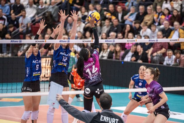 Volleyball, Women, VBL, Allianz MTV Stuttgart - Schwarz-Weiß Erfurt