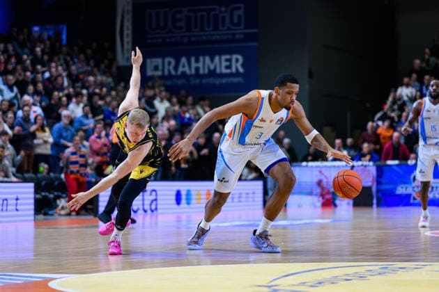 Will, McNair Center, Science City Jena, 3 , Toms, Skuja Guard, MHP Riesen Ludwigsburg, 5 GER, Science City Jena vs MHP Riesen Ludwigsburg, easyCredit Basketball Bundesliga, Basketball, Matchday 18, Season 2025 2026, 31 01 2026 GER, Science City Jena vs MHP Riesen Ludwigsburg, easyCredit Basketball Bundesliga, Matchday 18, Season 2025 2026, 31 01 2026 Jena Copyright: xEibner-Pressefoto MartinxHerbstx EP_MHT
