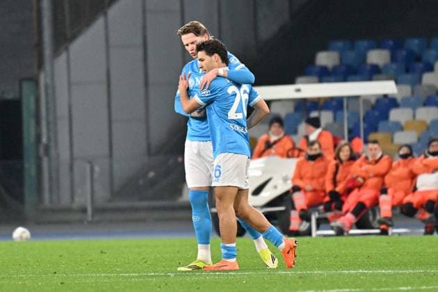 Foto IPP Felice De Martino Napoli 31 01 2026 Calcio Campionato serie A 2025-2026 Napoli - Fiorentina Nella foto: Esultanza dopo il gol di Antonio Vergara Italy Photo Press World Copyright Napoli italy Italia ITALY  Copyright: xR4924_italyphotopressx