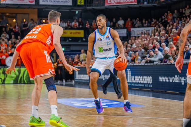 1 Basketball Bundesliga, easyCredit BBL, Season 2025 2026, Men, Main Round, Matchday 18, 31 01 2026, RASTA Vechta Frankfurt Skyliners Jaedon LeDee 13 Frankfurt Skyliners in action Vechta RASTA Dome Lower Saxony Germany