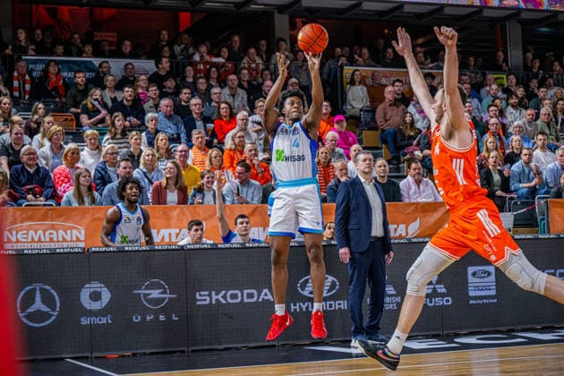 1 Basketball Bundesliga, easyCredit BBL, Season 2025 2026, Men, Main Round, Matchday 18, 31 01 2026, RASTA Vechta Frankfurt Skyliners Nahiem Alleyne 4 Frankfurt Skyliners at Jumpshot Vechta RASTA Dome Lower Saxony Germany