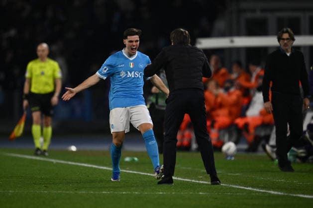 CALCIO - Serie A - SSC Napoli vs ACF Fiorentina Miguel Gutierrez of S.S.C. Napoli scelebrates after scoring the goal of 2-0 during the 23th day of the Serie A Championship between S.S.C. Napoli and A.C.F. Fiorentina at the Diego Armando Maradona Stadium on January 31, 2026 in Naples, Italy. Naples Italy  Copyright: xIPAxSport ABACAx