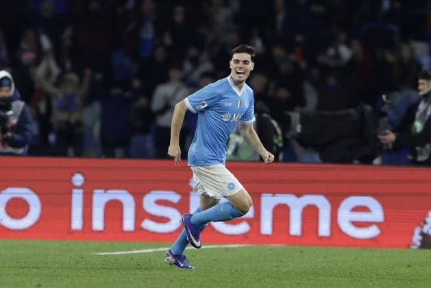 CALCIO - Serie A - SSC Napoli vs ACF Fiorentina Napoli s Spanish defender Miguel Gutierrez celebrates after scoring a goal of 2-0 during the Serie A football match between SSC Napoli and Fiorentina at the Diego Armando Maradona Stadium in Naples on January 31, 2026. Naples Italy  Copyright: xIPAxSport ABACAx